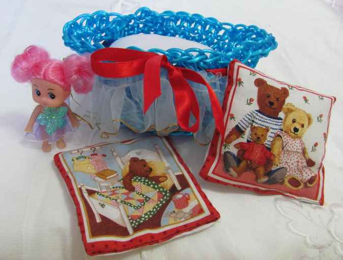 large image of art item: doll &ndash; doll with crocheted cradle