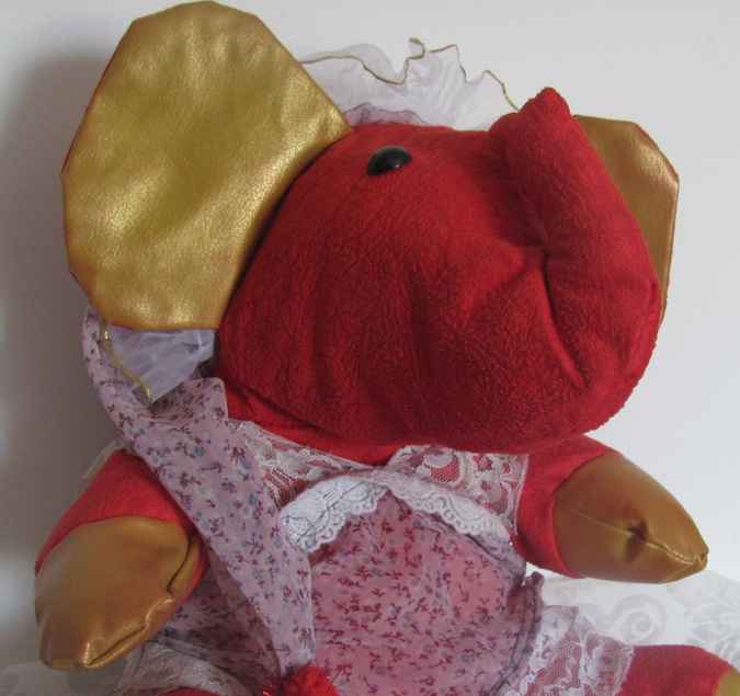 large image of art item: doll &ndash; elephant red gold