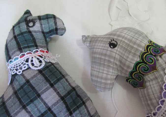 large image of art item: doll &ndash; horse checkered