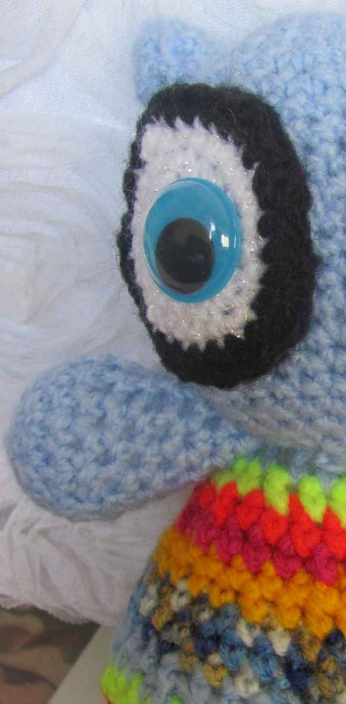 large image of art item: doll &ndash; owl cyan crochet
