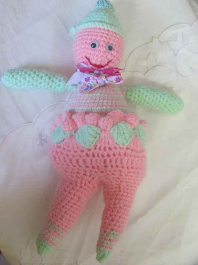 large image of art item: doll &ndash; pink green doll crochet