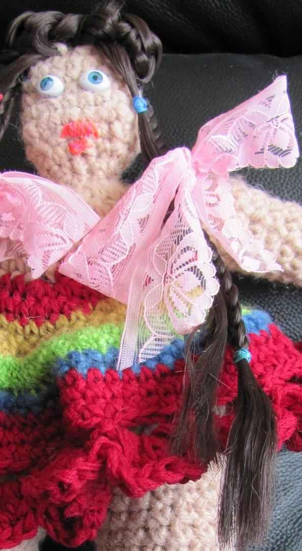 large image of art item: doll &ndash; rainbow dress crochet