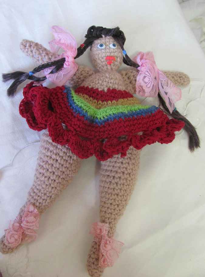 large image of art item: doll &ndash; rainbow dress crochet