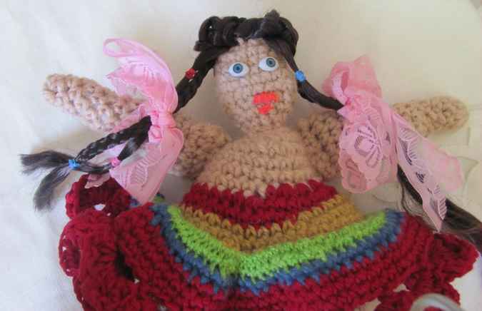 large image of art item: doll &ndash; rainbow dress crochet