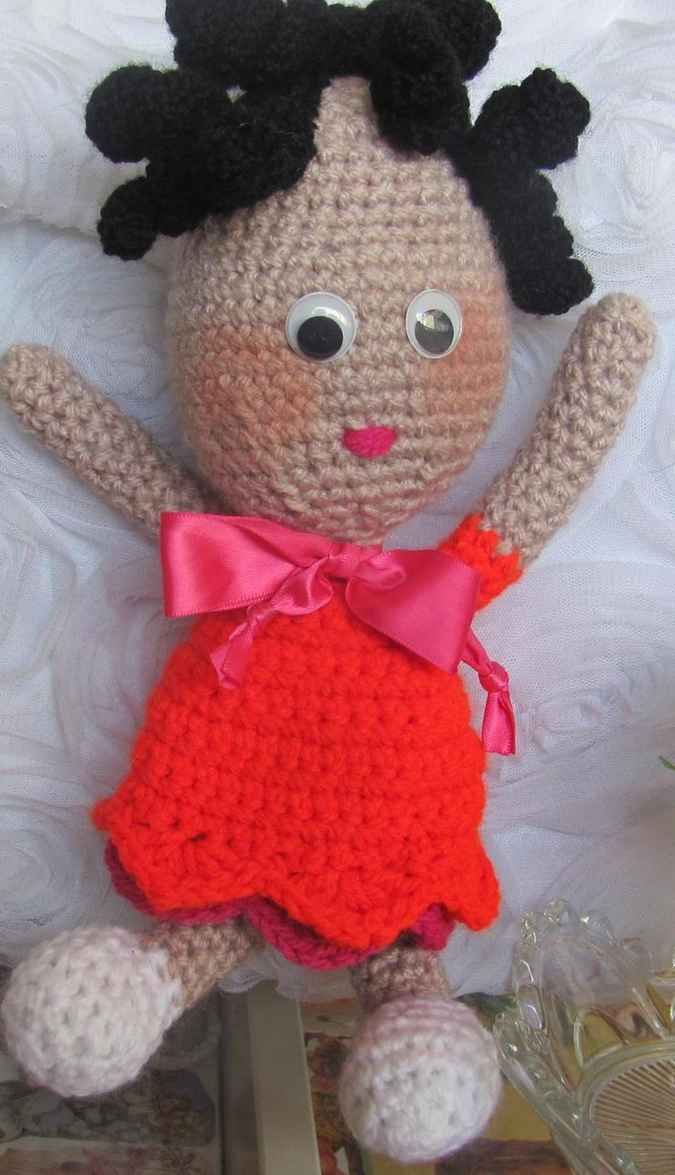 large image of art item: doll &ndash; red dress crochet