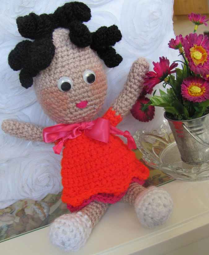 large image of art item: doll &ndash; red dress crochet