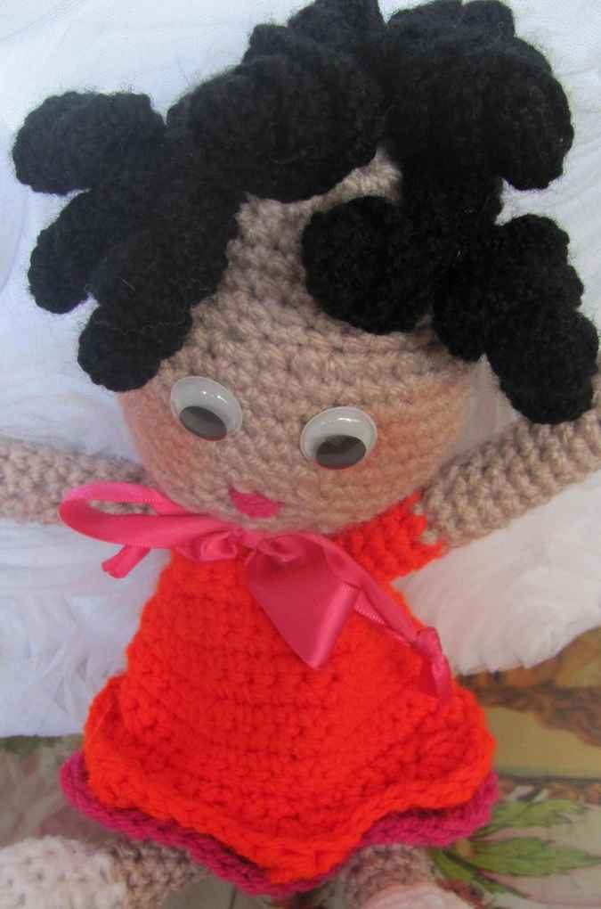 large image of art item: doll &ndash; red dress crochet