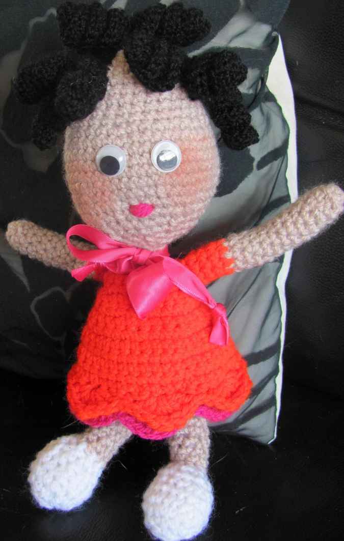 large image of art item: doll &ndash; red dress crochet