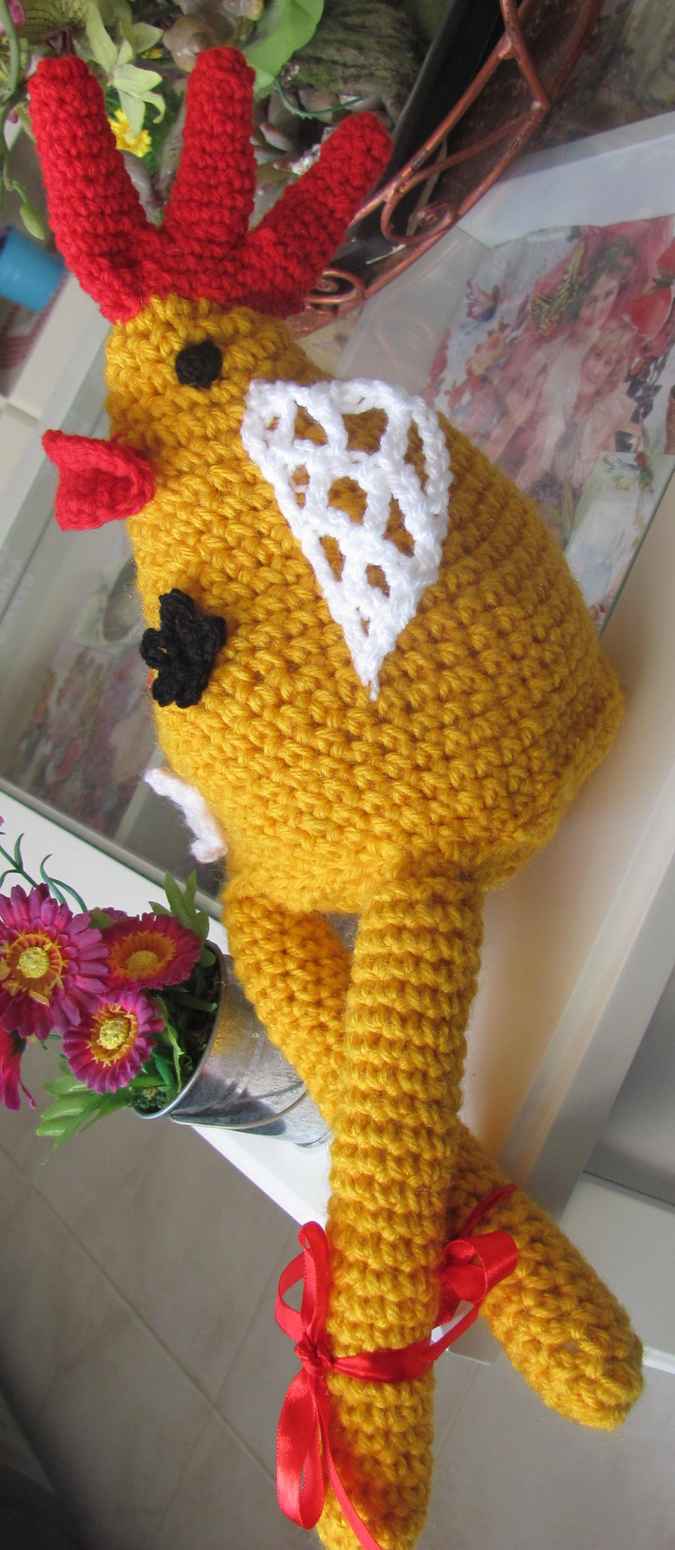 large image of art item: doll &ndash; rooster with flowers