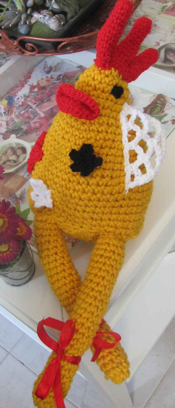 large image of art item: doll &ndash; rooster with flowers