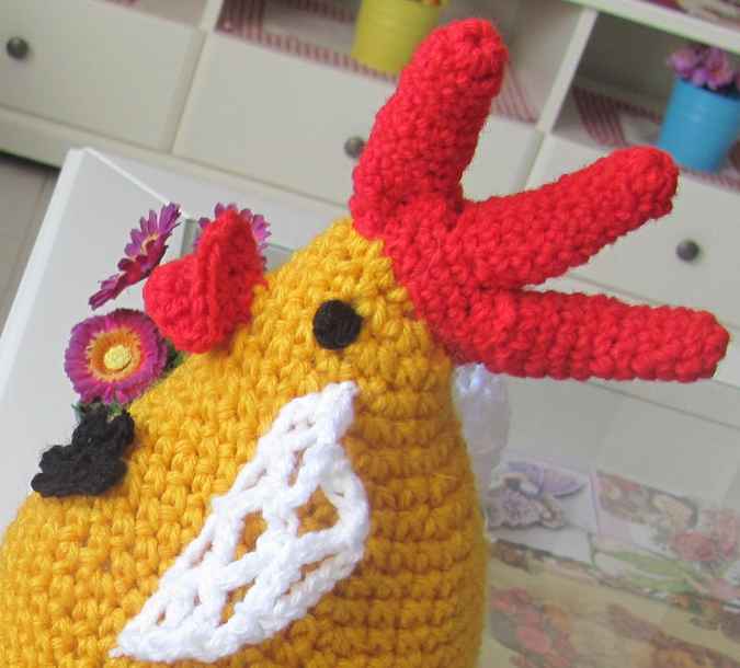 large image of art item: doll &ndash; rooster with flowers