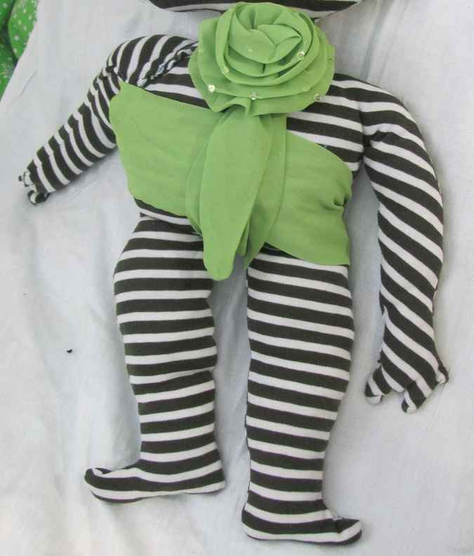 large image of art item: doll &ndash; striped quilt