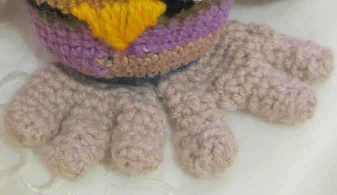 large image of art item: doll &ndash; yellow beak owl crochet