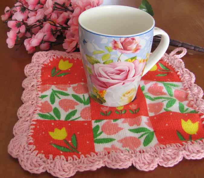 large image of art item: decor &ndash; coasters red pink flowers