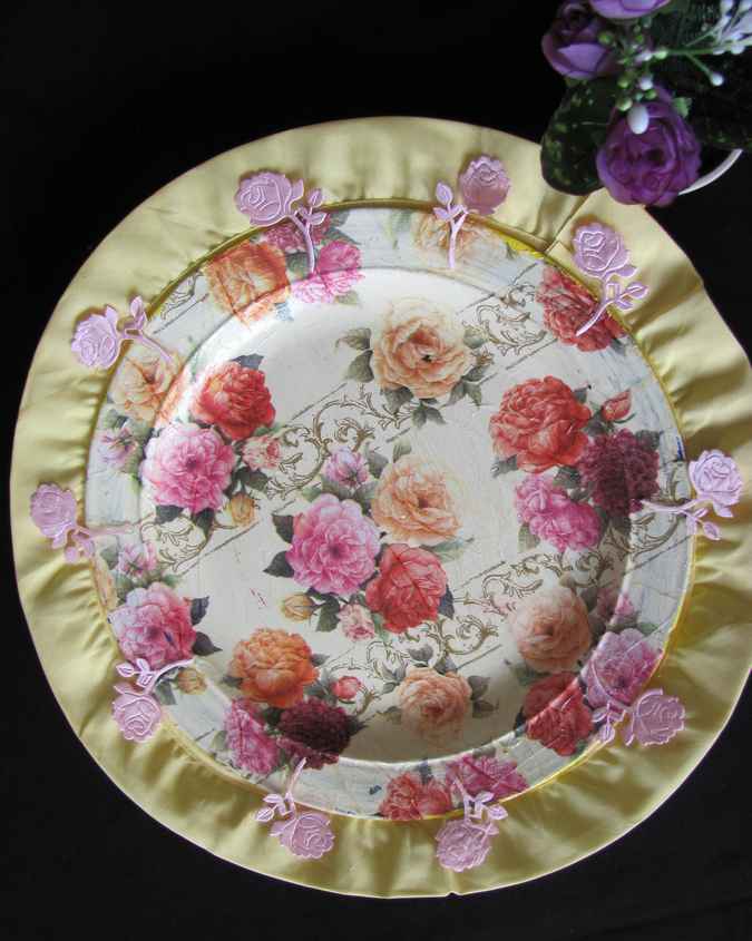 large image of art item: decor &ndash; plate oranget pink red roses