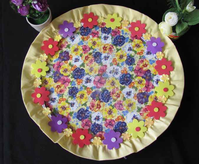 large image of art item: decor &ndash; plate purple and red and yellow flowers