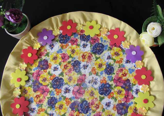 large image of art item: decor &ndash; plate purple and red and yellow flowers