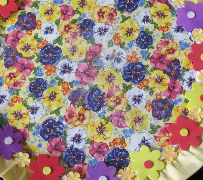 large image of art item: decor &ndash; plate purple and red and yellow flowers