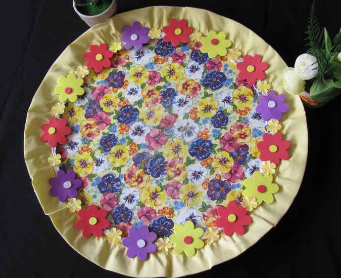 large image of art item: decor &ndash; plate purple and red and yellow flowers