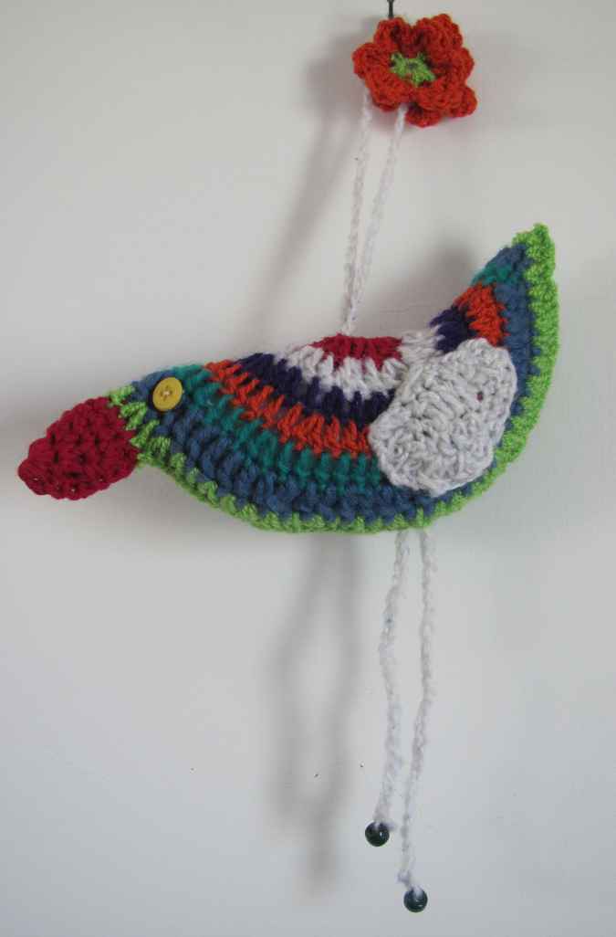 large image of art item: decor &ndash; bird turquoise red orange