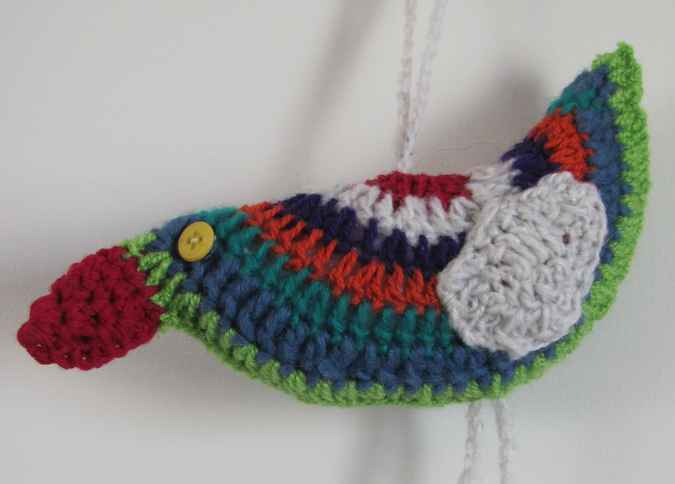 large image of art item: decor &ndash; bird turquoise red orange