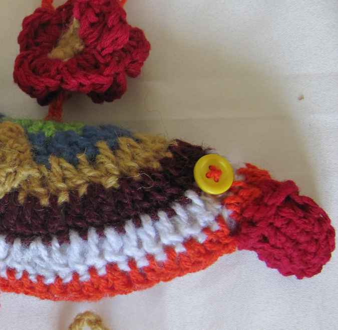 large image of art item: decor &ndash; bird crochet orange white