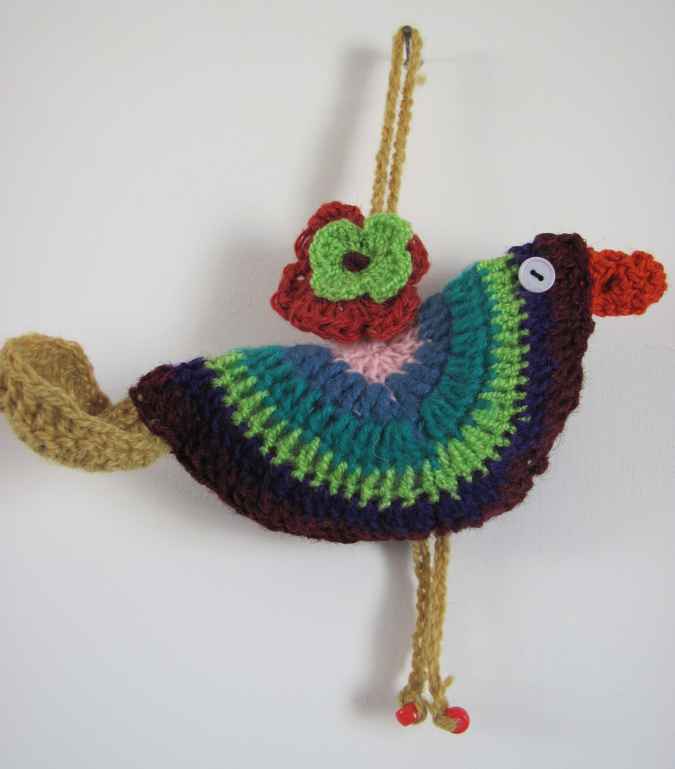 large image of art item: decor &ndash; bird crochet turquoise green