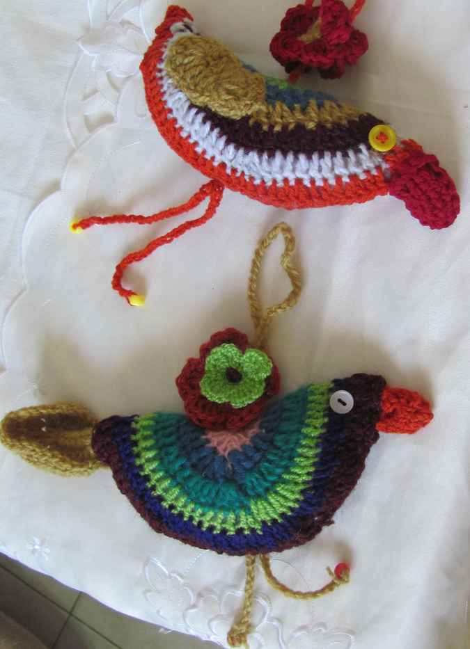 large image of art item: decor &ndash; bird crochet turquoise green