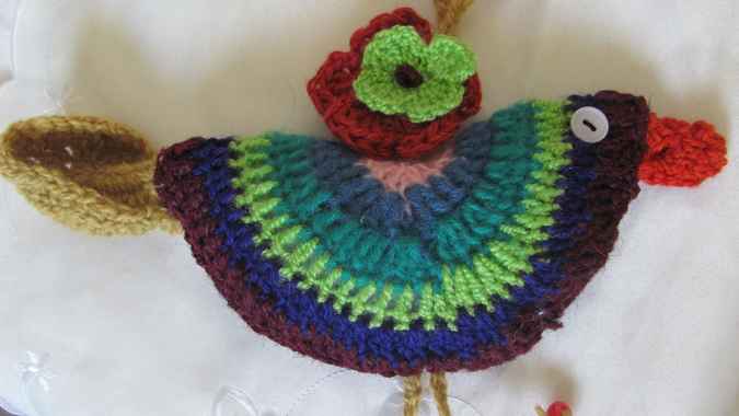 large image of art item: decor &ndash; bird crochet turquoise green