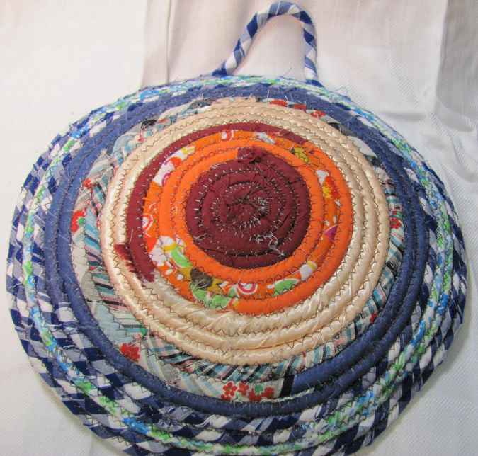 large image of art item: decor &ndash; potholder blue checkered orange red white