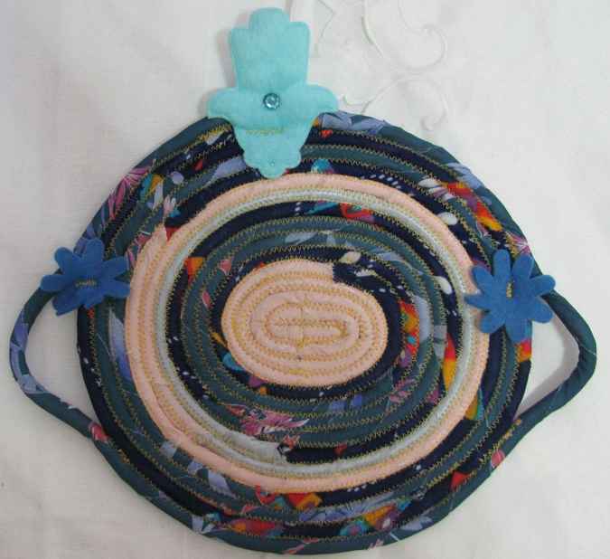 large image of art item: decor &ndash; potholder hamsa cyan blue white