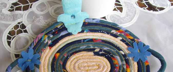 large image of art item: decor &ndash; potholder hamsa cyan blue white