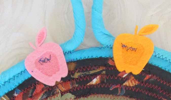 large image of art item: decor &ndash; potholder apples red black cyan