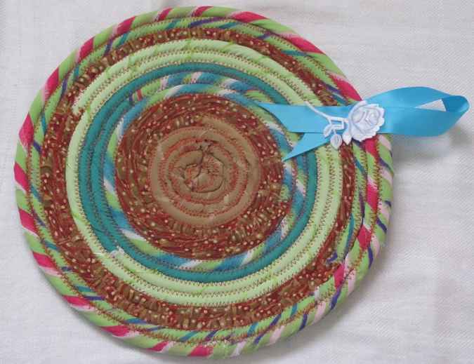 large image of art item: decor &ndash; potholder ribbon cyan brown green red