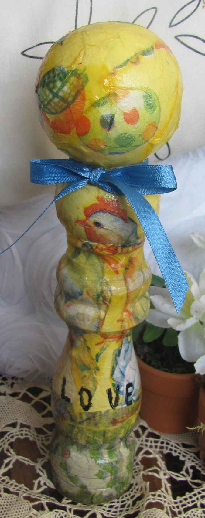 large image of art item: decor &ndash; flask yellow ribbon