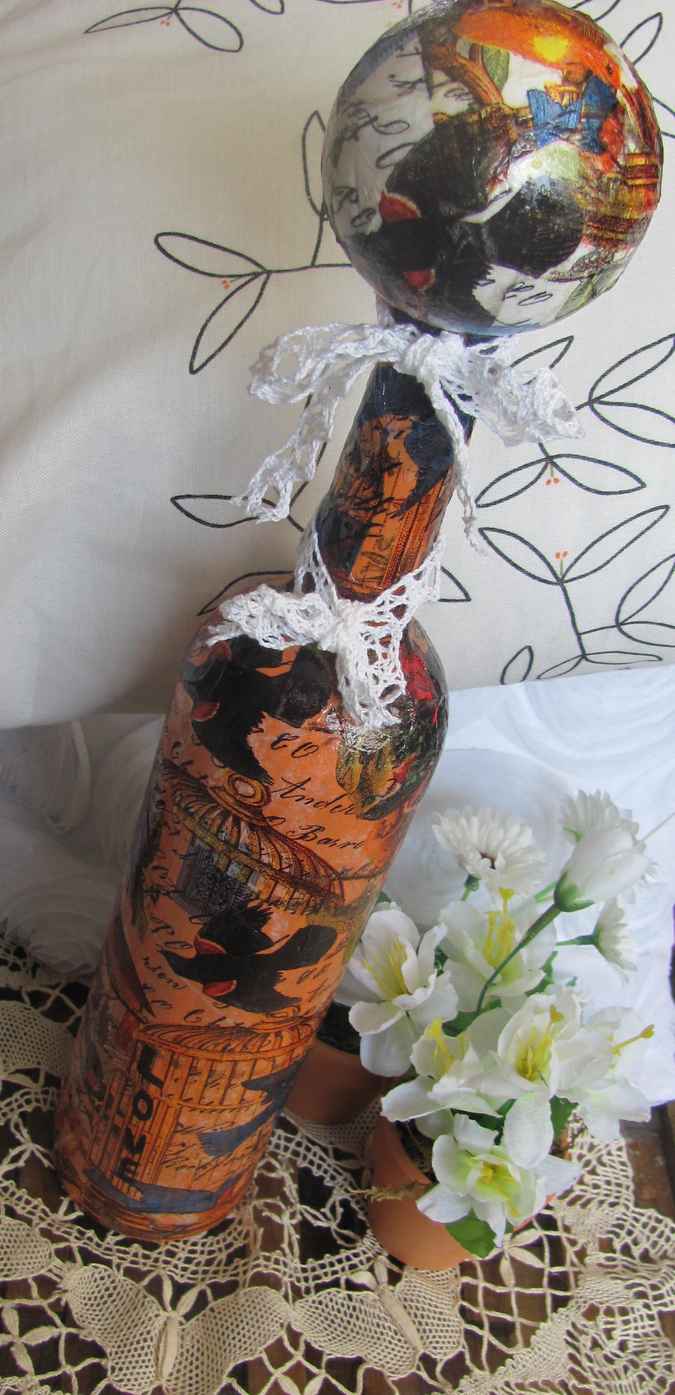 large image of art item: decor &ndash; flask orange sphere