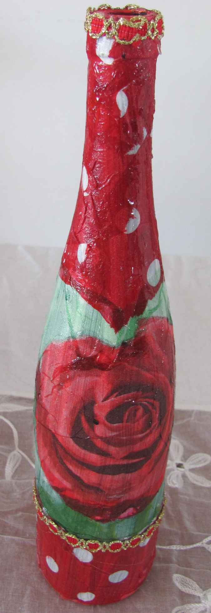 large image of art item: decor &ndash; flask red rose long