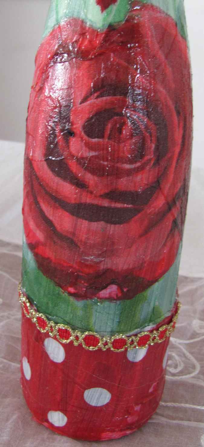 large image of art item: decor &ndash; flask red rose long