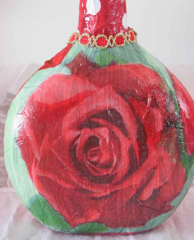 large image of art item: decor &ndash; flask red rose wide