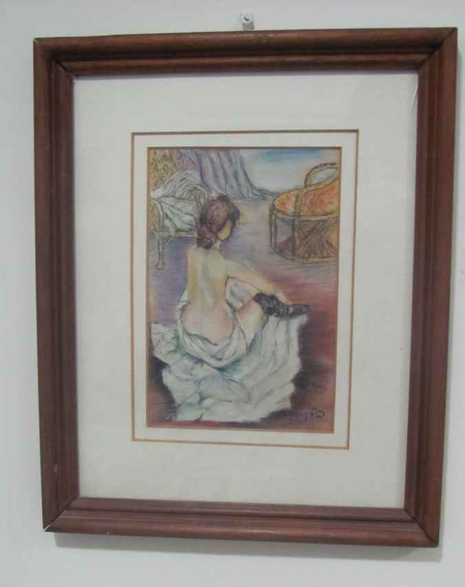 large image of art item: decor &ndash; picture woman sits